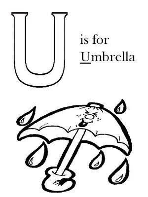 COLOREA TUS DIBUJOS: Letra U en ingles para colorear- Paraguas