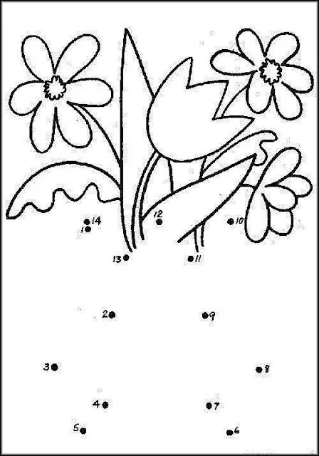 Dibujo de Maceta para unir con puntos y colorear ~ 4 Dibujo