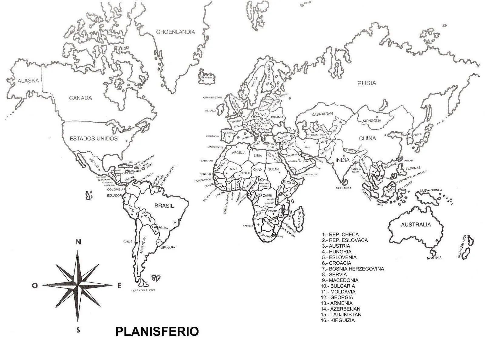 COLOREA TUS DIBUJOS: Mapa mundo para colorear