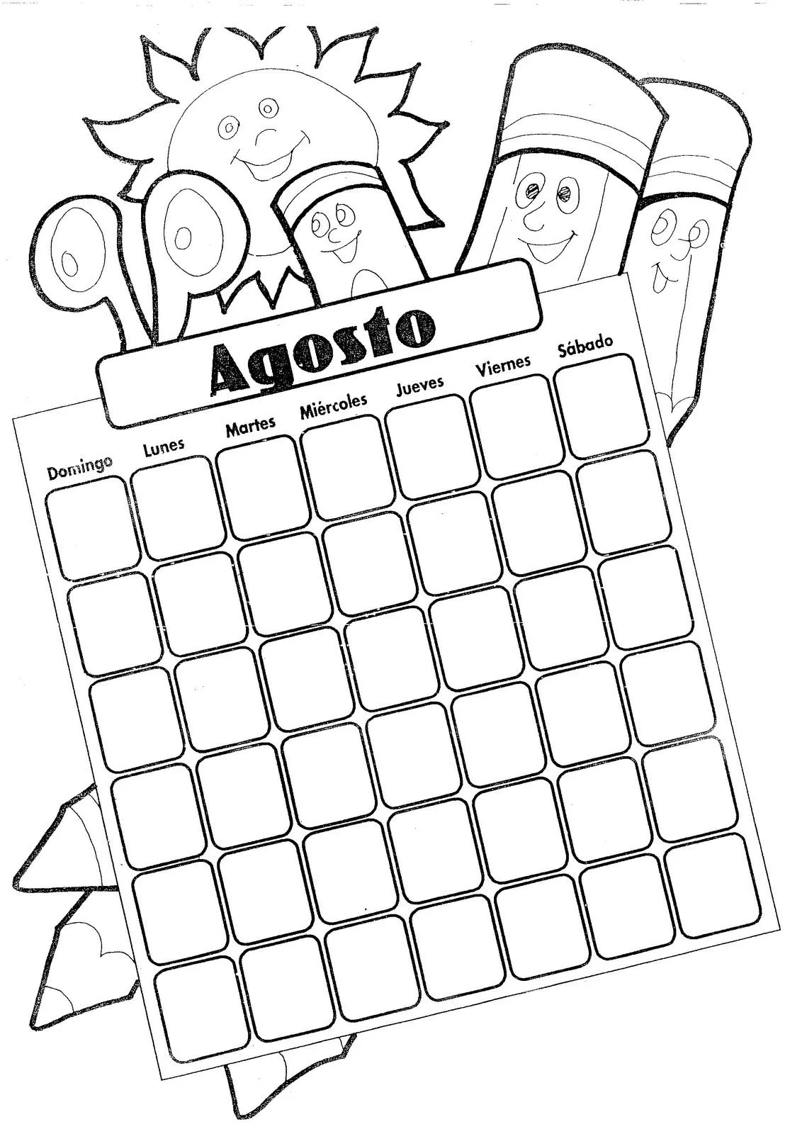 COLOREA TUS DIBUJOS: Calendario Mes de Agosto para Completar y ...