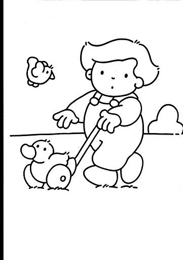 COLOREA TUS DIBUJOS: Niño empujando patito