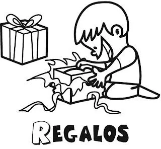 COLOREA TUS DIBUJOS: Niño feliz abriendo regalo