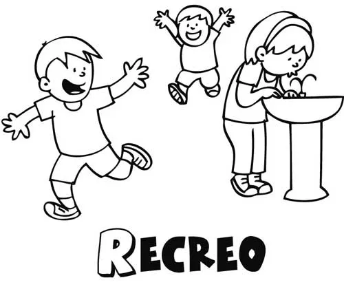 COLOREA TUS DIBUJOS: Niños en recreo para colorear