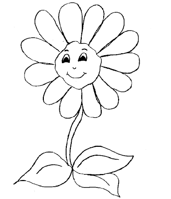 Flor contenta para colorear y pintar ~ 4 Dibujo