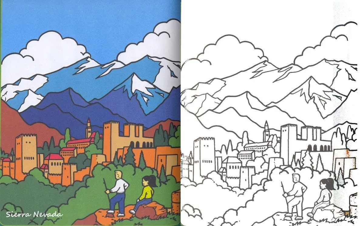 COLOREAR ANDALUCIA: DIBUJO DE SIERRA NEVADA PARA COLOREAR