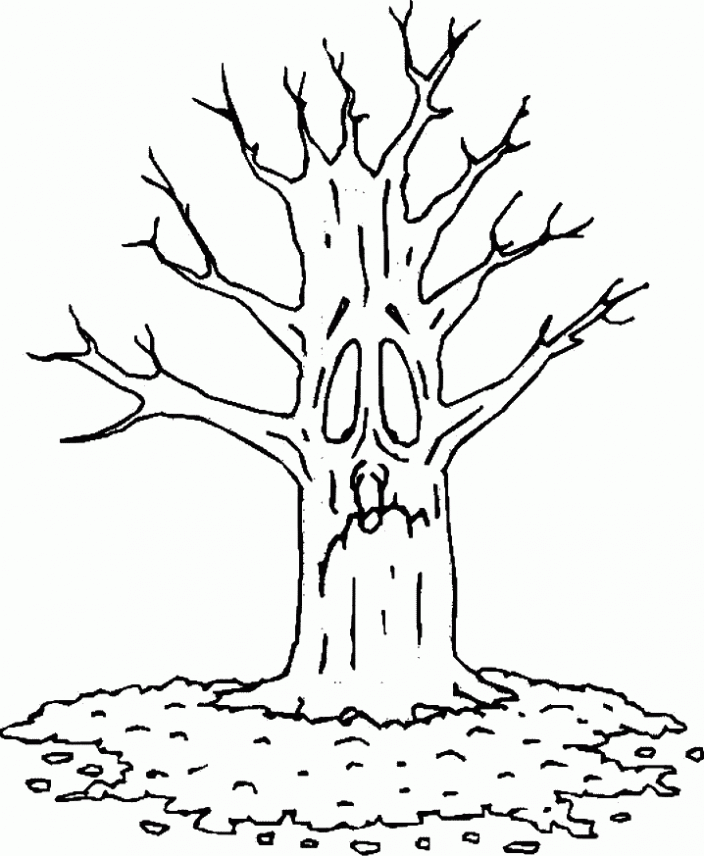 Dibujo de Árbol seco en otoño para colorear. Dibujos infantiles de ...