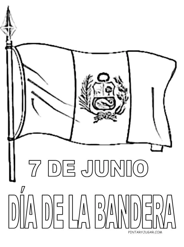 colorear día de la Bandera de Perú | Colorear dibujos infantiles