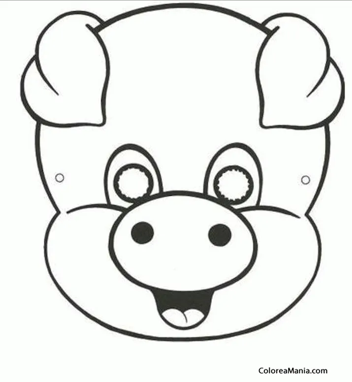 Colorear Cerdito (Máscara. Careta. Antifaz ), dibujo para colorear gratis