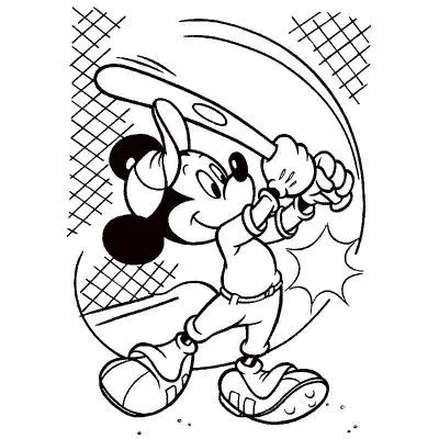  ... PARA COLOREAR: DIBUJO PARA COLOREAR DE MICKEY MOUSE JUGANDO A BASEBALL