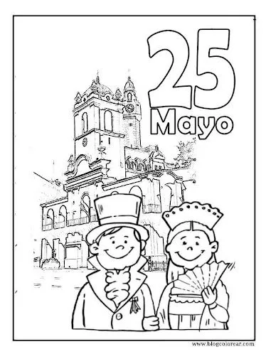 colorear dibujos 25 de Mayo Argentina | Colorear