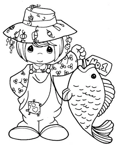 fisherman precious moments coloring pages