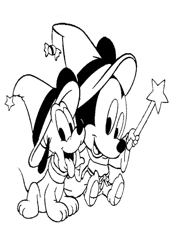 Mickey y Pluto bebes disney para colorear e imprimir gratis