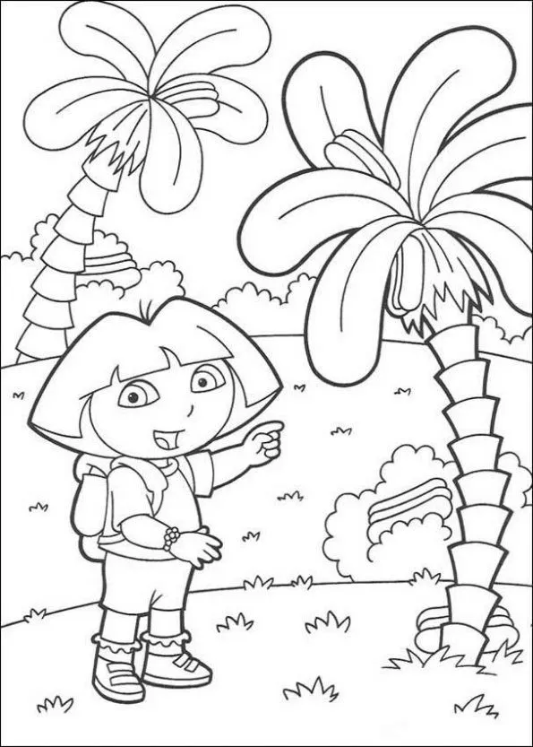 Dibujo de Dora con palmeras para colorear. Dibujos infantiles de ...