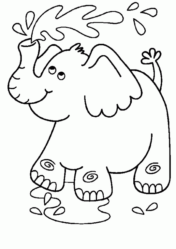 Dibujo de Elefante con agua para colorear. Dibujos infantiles de ...