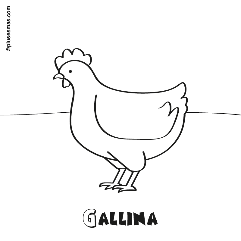 Colorear una gallina. Colorear con niños. Ocio en casa. Plusesmas.com