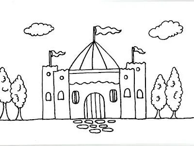  ... DRAWINGS TO COLOR FOR KIDS.: DIBUJO DEL CASTILLO DE LOS BANDERINES