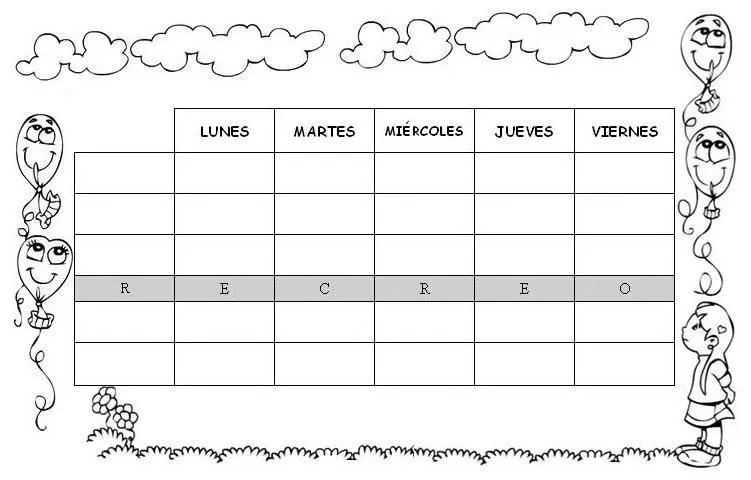 Colorear horario - Imagui