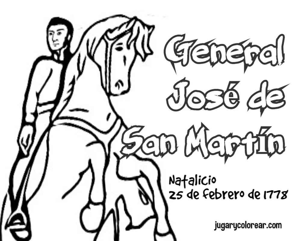 colorear José de San Martín - Jugar y Colorear