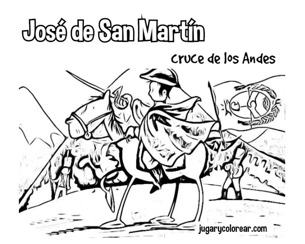 colorear José de San Martín - Jugar y Colorear