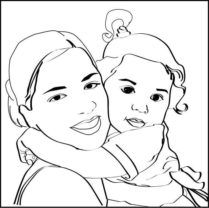 Colorear Mamá con hija para el dia de las madres ~ Dibujos para ...