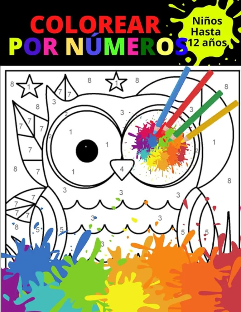 Colorear por numeros niños hasta 12 años: Increíbles imágenes para colorear  por números | Libro de actividades para colorear para mejorar la calma y  ... Juega y colorea por números : designs,