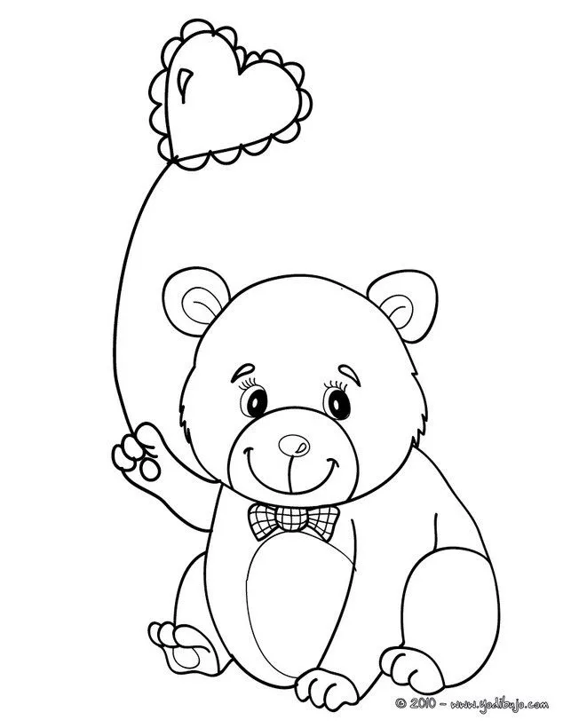 Dibujo para colorear OSO CON CORAZON - Dibujos para colorear DIA DE ...