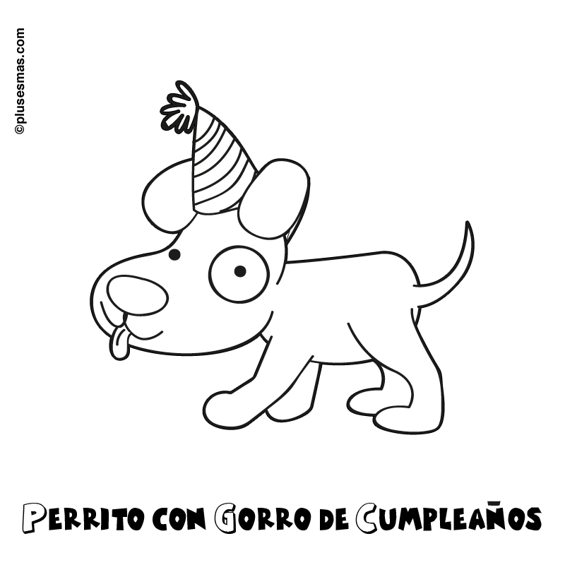 Colorear perrito con gorro de cumpleaños . Colorear con niños ...