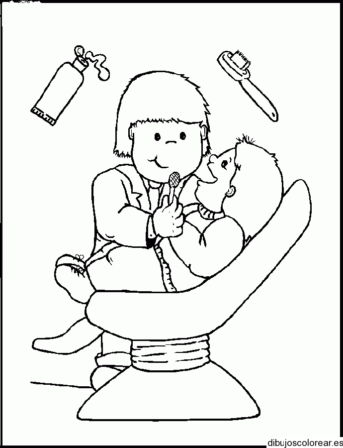 Dibujo de una dentista y su paciente | Dibujos para Colorear