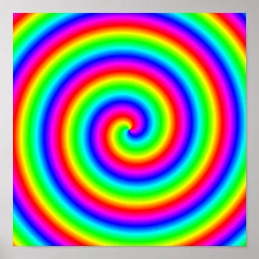 Colores del arco iris. Espiral brillante y colorid Posters | Zazzle