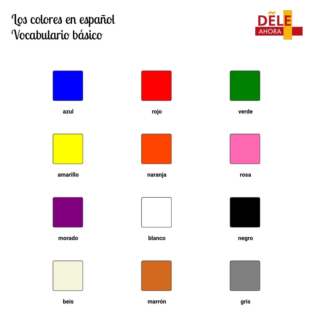 Los colores en español - Vocabulario básico | Vocabulario