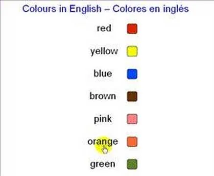 Todos los colores en ingles