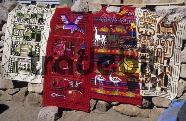 colorful fabrics, typical souvenirs of the altiplano, Chile - Downl...