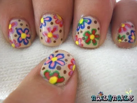 Colorful Floral Nail Art Design - Diseño de Uñas de Flores ...