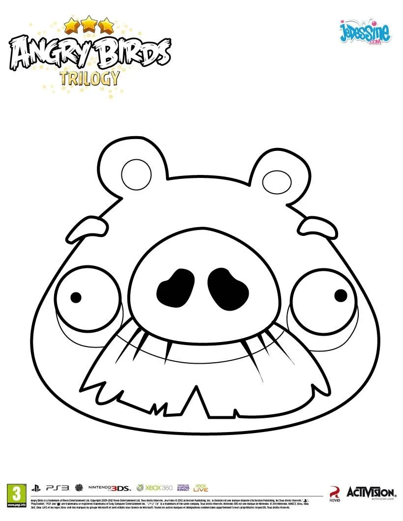 Coloriage ANGRY BIRDS - Le cochon moustachu de Angry Birds