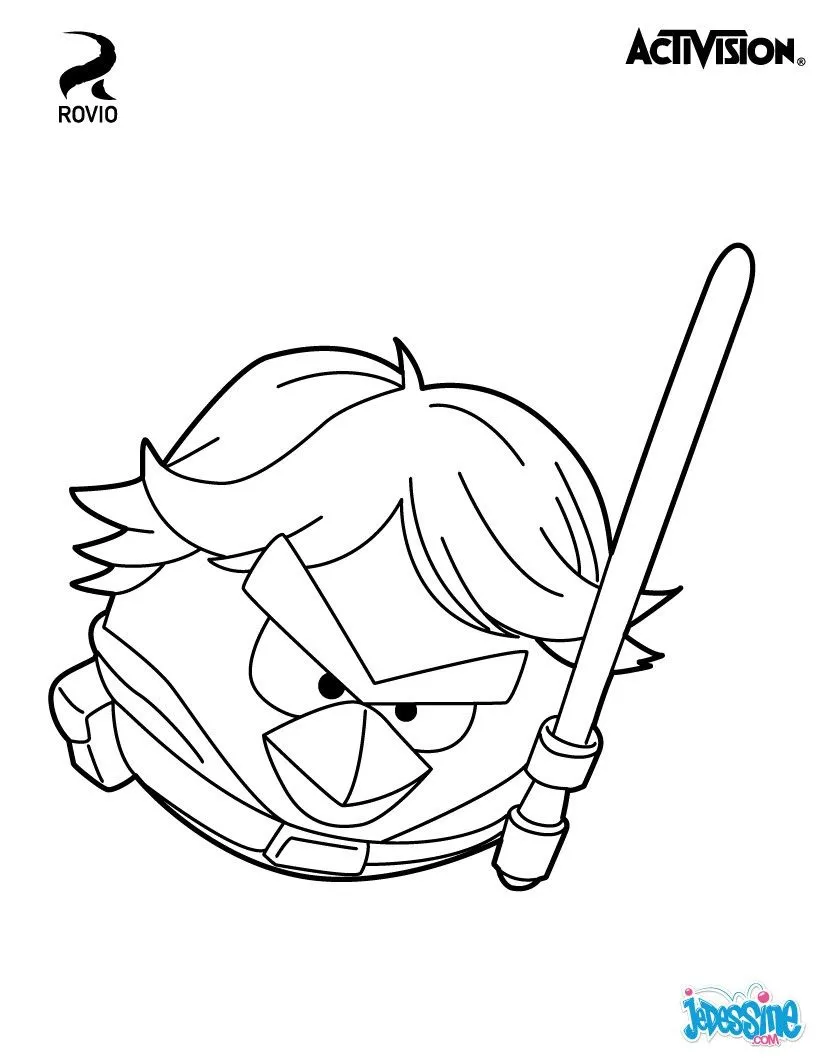 Coloriage ANGRY BIRDS - Luke Skywalker - Angry Birds Star Wars