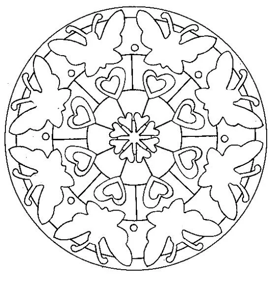 Coloriage d'un mandala indien : rosace aux papillons - Tête à modeler