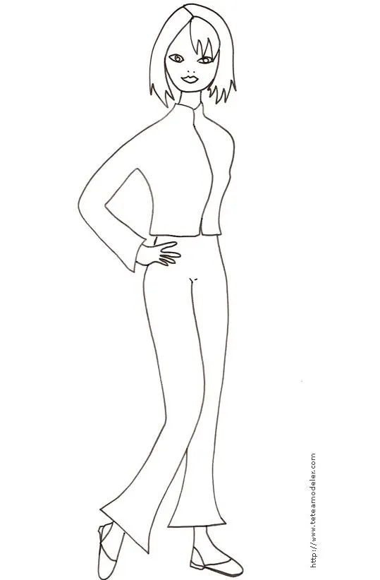 Coloriage du Top Model avec petit blouson et pantalon - coloriages ...