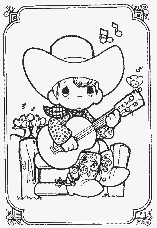 Coloring & Activity Pages: Precious Moments Boy Playing Guitar ...