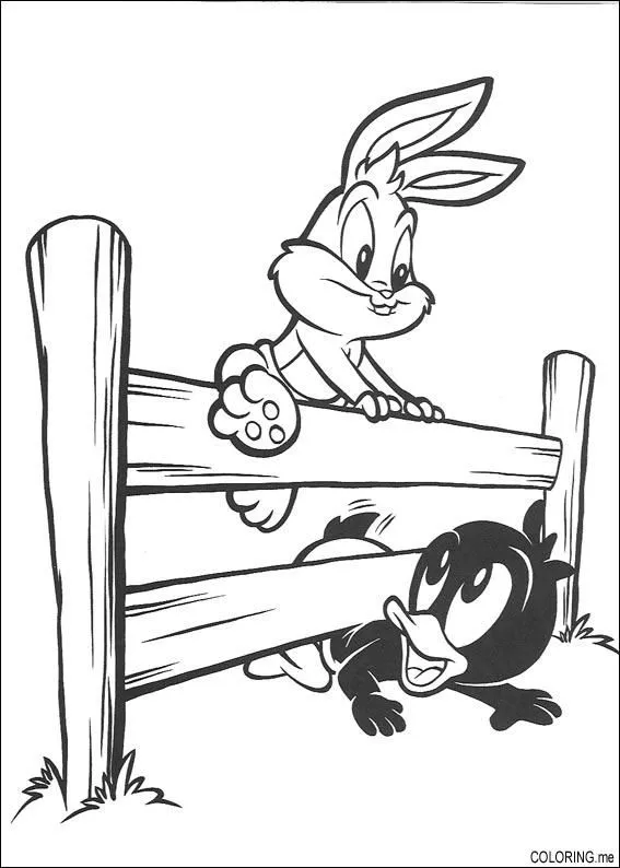 Coloring page : Baby tunes Daffy Duck and Bugs Bunny climb ...