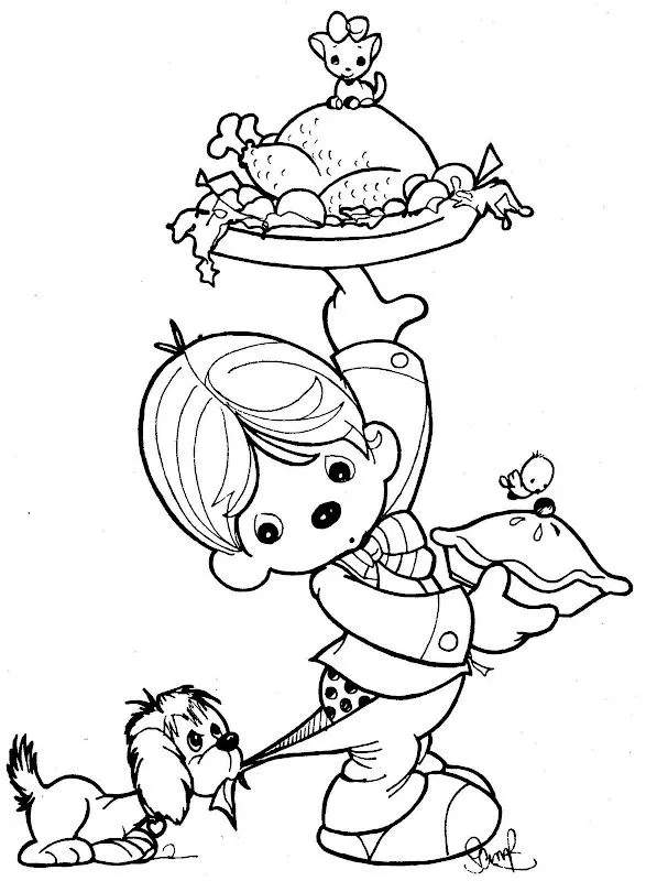 Clown waiter - precious moments coloring pages | Coloring Pages