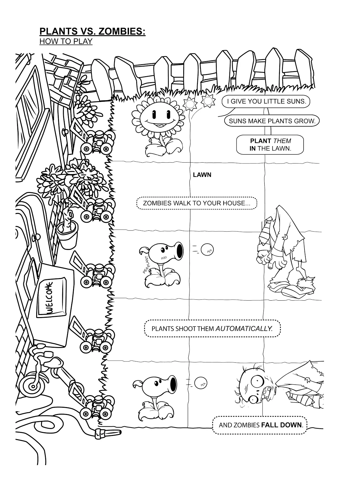 Coloring pages for learning English in context: Plants vs. Zombies ...