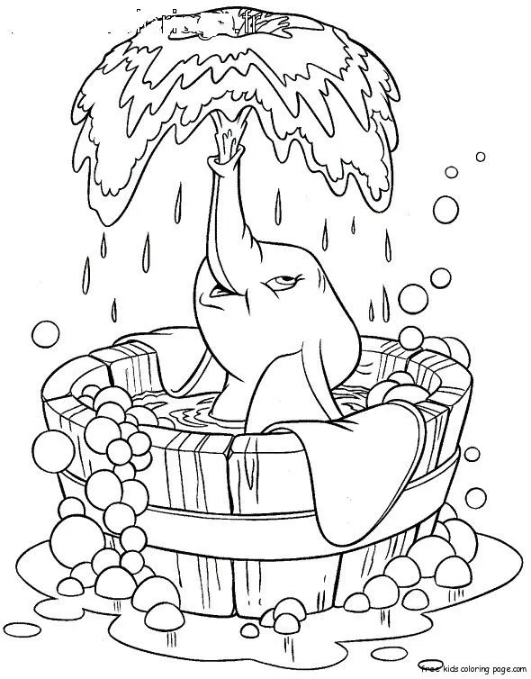 Coloring sheet of Disney Characters Dumbo taking bath tegninger ...