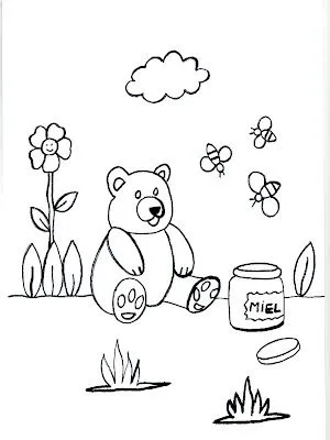  ... .COLOURING DRAWINGS FOR KIDS: Dibujo de un oso comiendo la miel