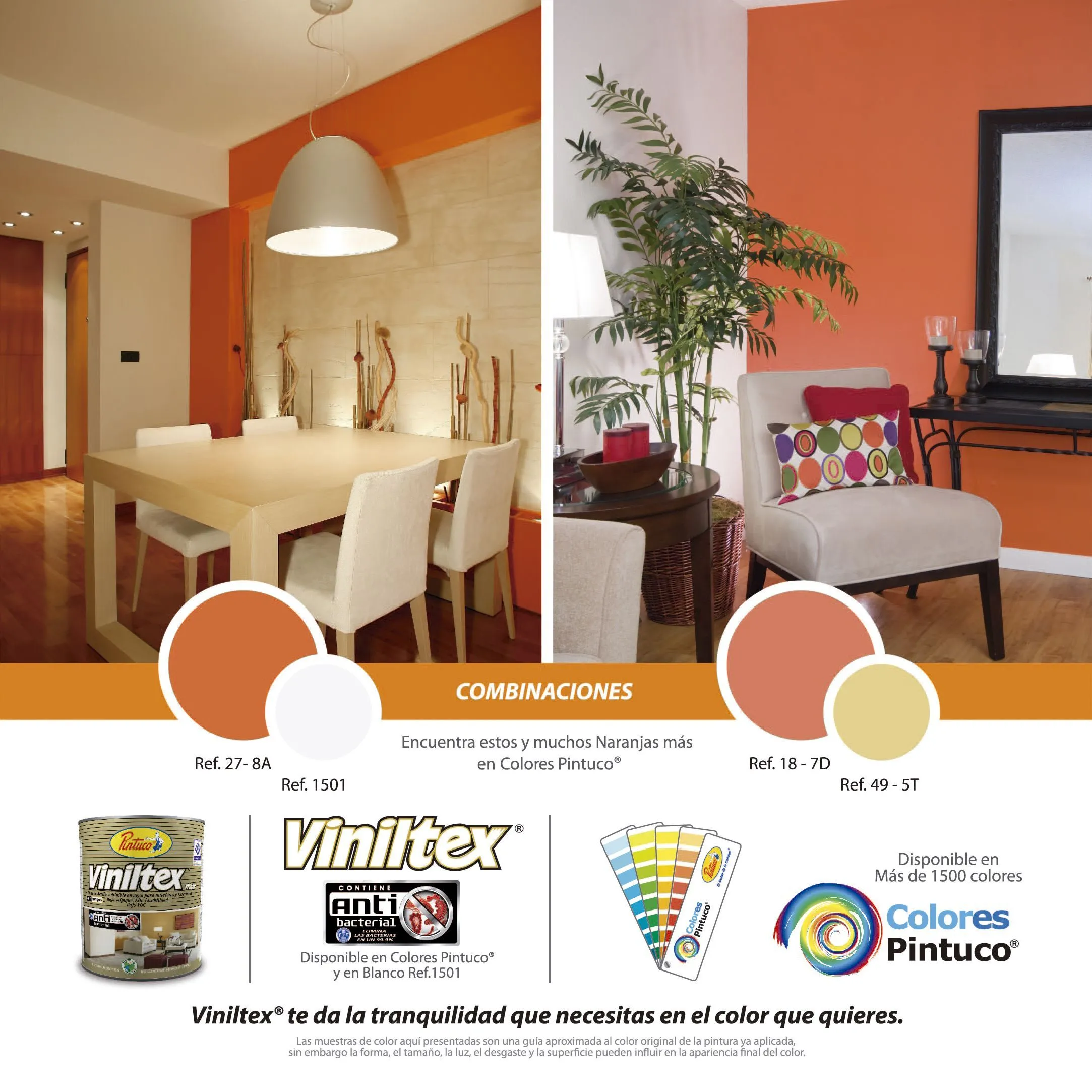 Combinaciones en colores naranja de Viniltex de Pintuco | Decoración de  unas, Colores de pintura de interior, Colores de interiores