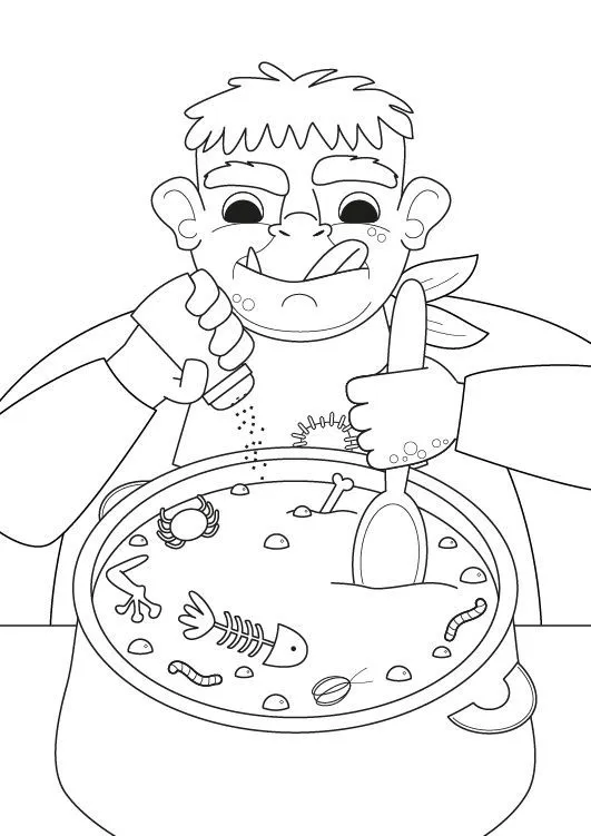 Comida del ogro: dibujo para colorear e imprimir