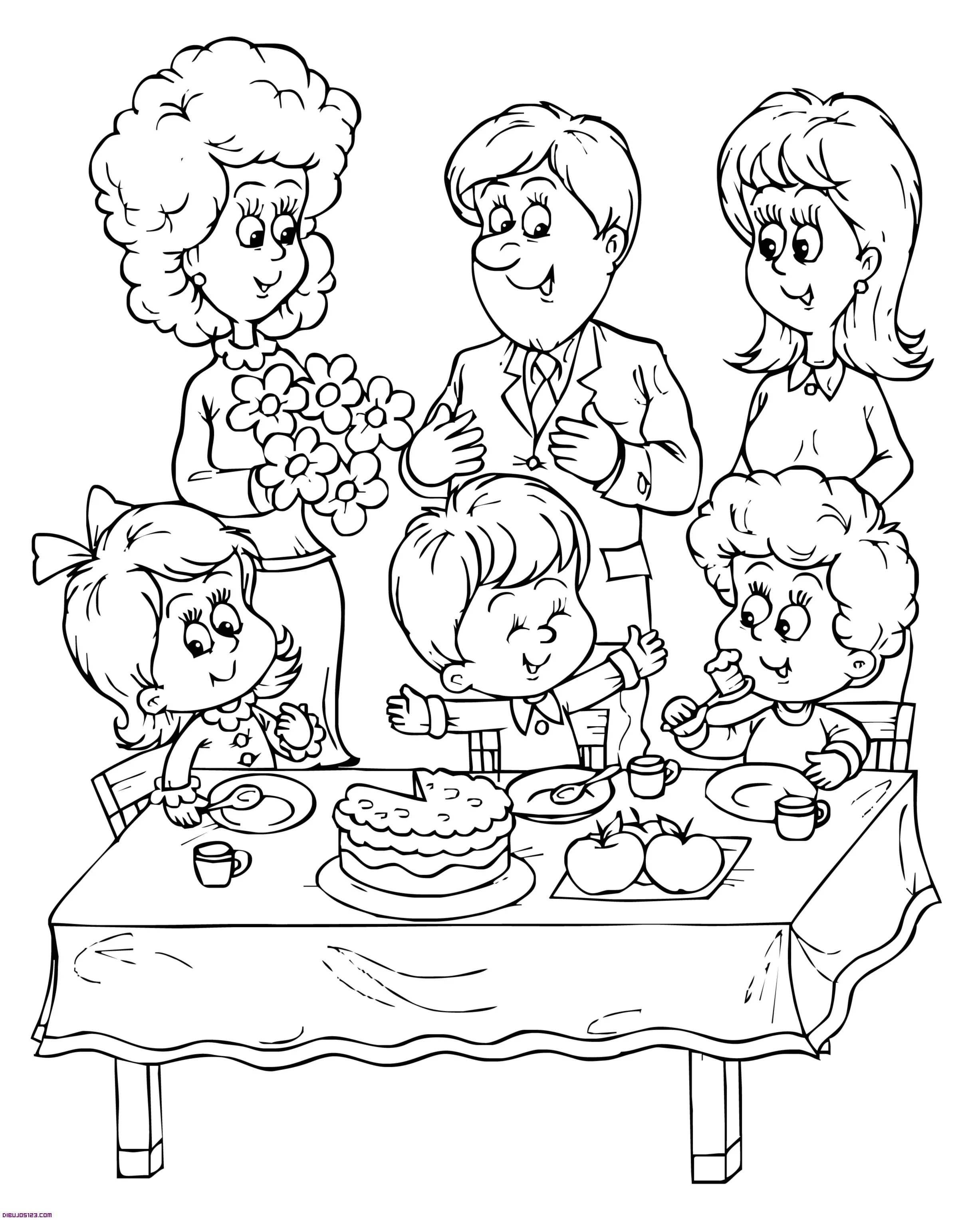 Familia comiendo Colouring Pages