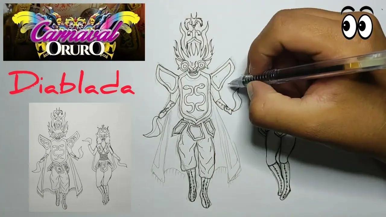 CÓMO DIBUJAR TRAJES TÍPICOS DEL CARNAVAL DE ORURO (Tinkus, Tobas, Diablada,  Morenada, Caporales) - YouTube