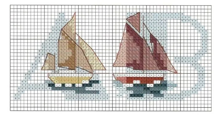 Alfabeto para punto de cruz con embarcaciones marinas. | Oh my ...