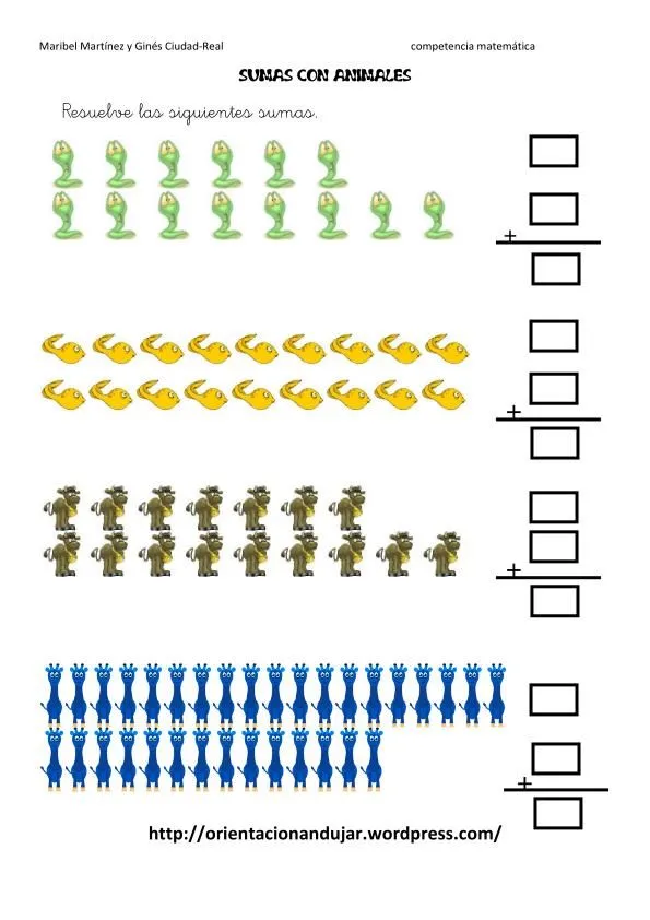 Competencia matemática; sumas con animales -Orientacion Andujar