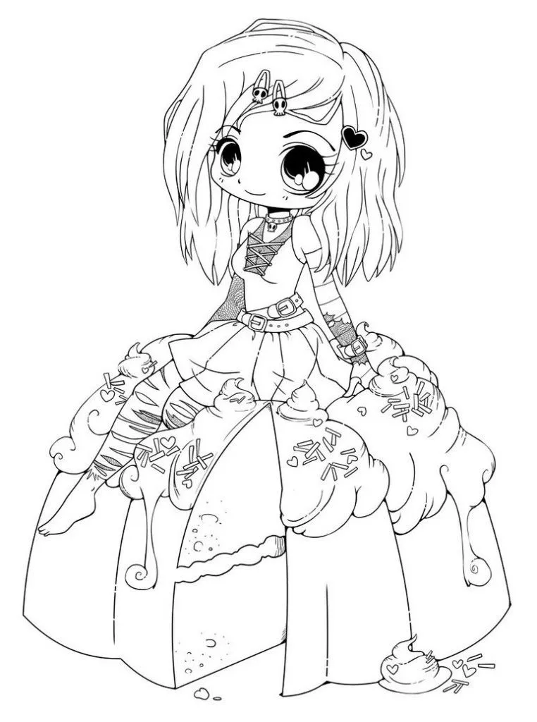 complicated chibi Colouring Pages